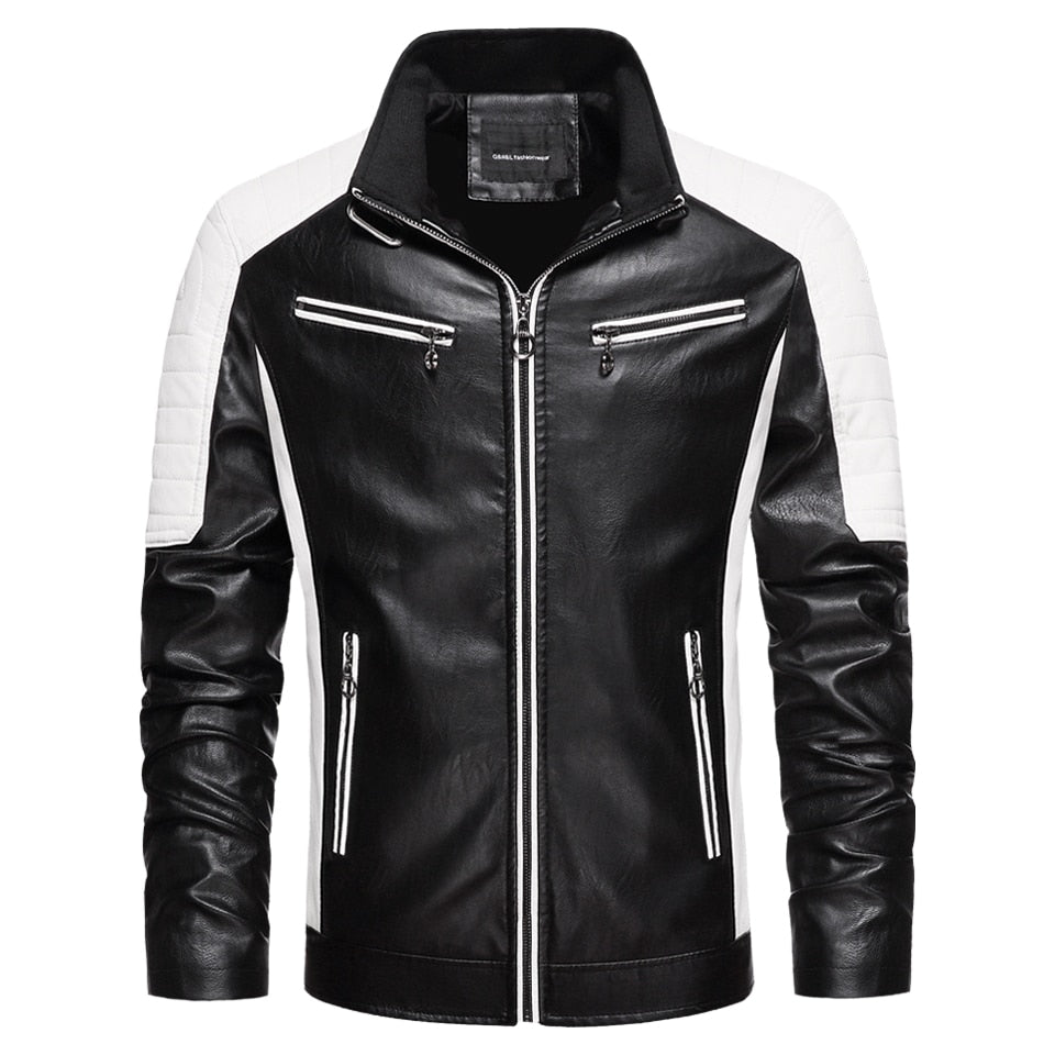 Men's New Motor Biker Fashion Leather Jacket comfortable and warm / FREE Shipping - tracking available