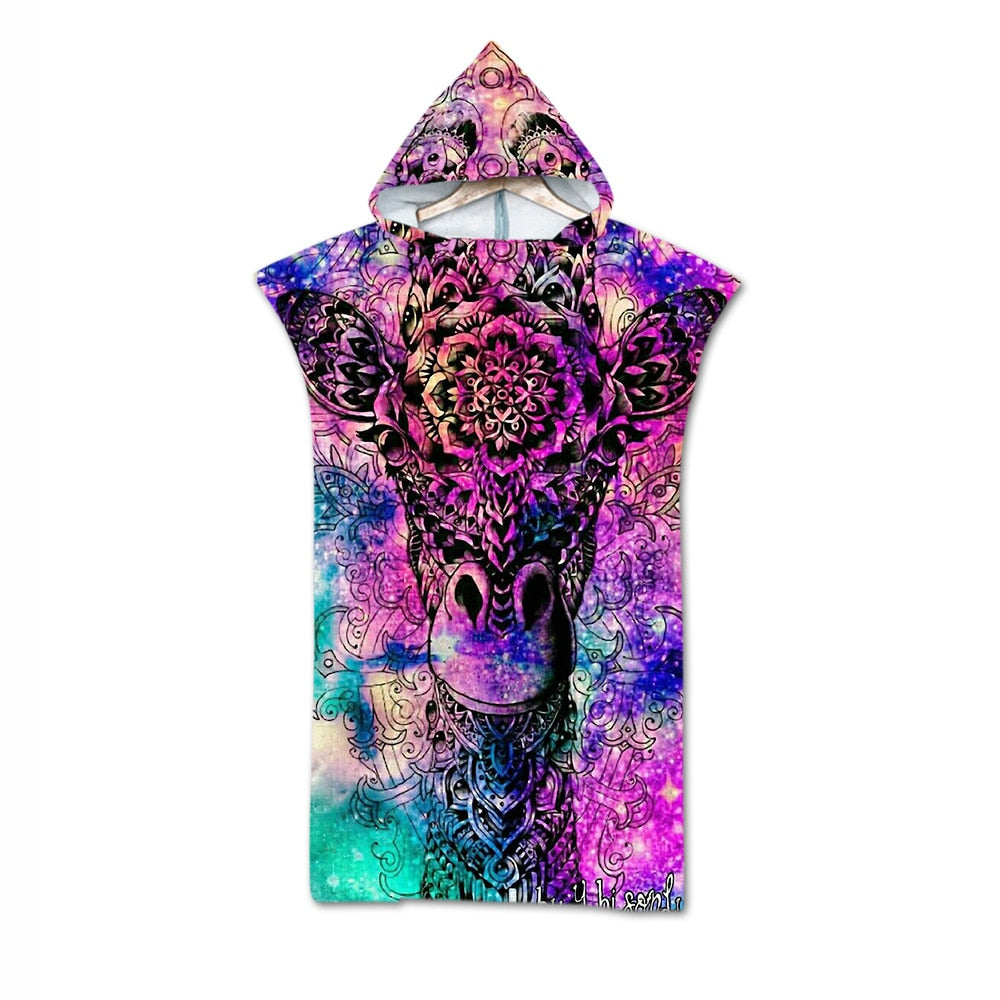 Adult custom print  hoodie Beach robe / Bath robe great for the Beach or casual wear / Free Shippng