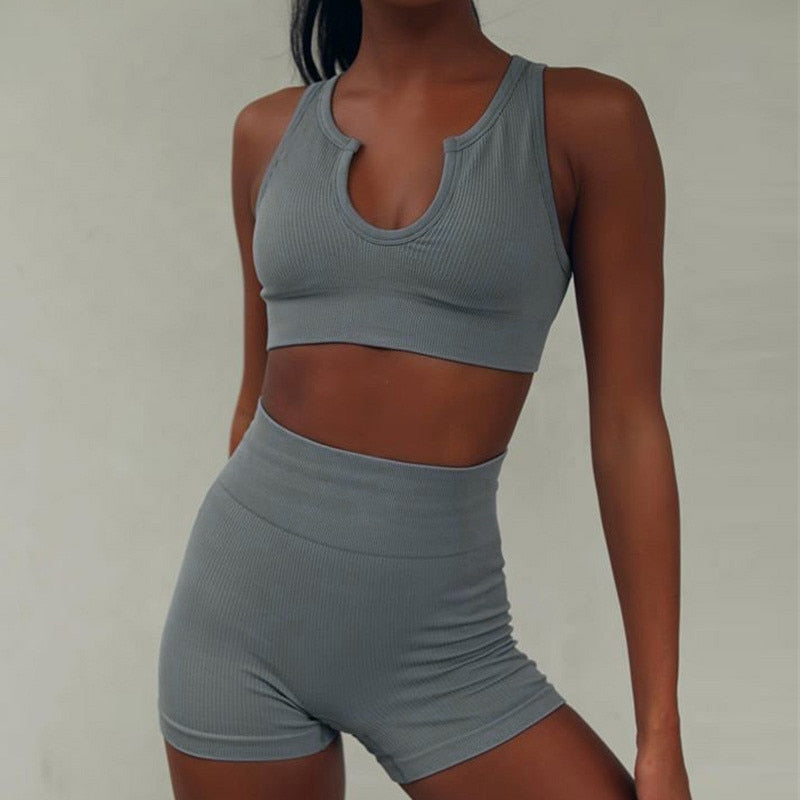 Women Seamless Shorts  with Sports tube top comfortable  2 Two Piece outfit  / FREE Shipping