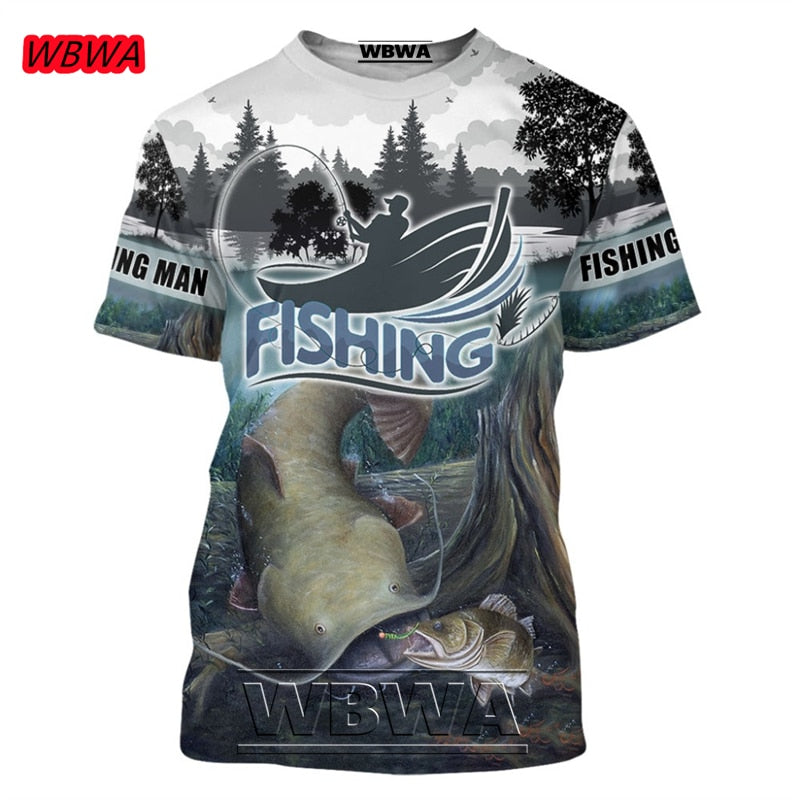 Men and Ladies t-shirt popular custom 3D prints of fish / FREE Shipping