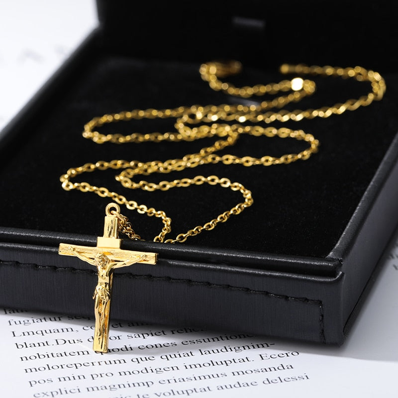 Christian Jesus Cross Necklace For Women-Men Stainless Steel Gold/Silver / Free Shipping