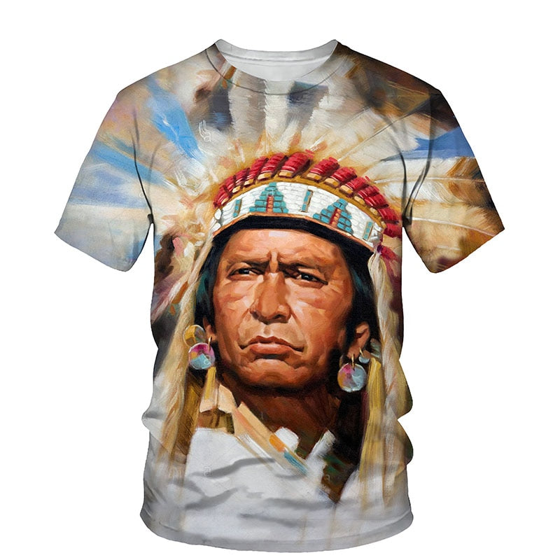 Men's fashion   Indian Culture 3D  Short Sleeve Casual T-shirts / FREE Shipping