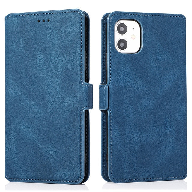 Leather Flip Wallet Case For iPhone 14 13 12 Mini 11 Pro XS MAX X XR 8 7 6s 6 Plus 5 5s SE 2020 2022 Card Stand Slot Phone Cover