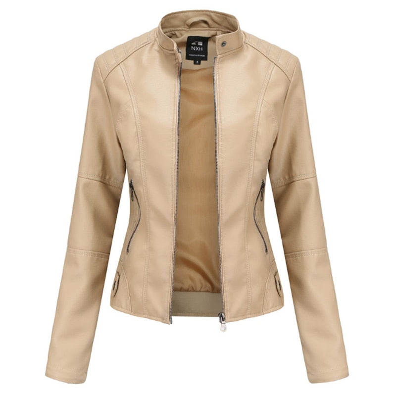 Ladies  Leather  Slim  Jacket comfortable lining and warm / FREE Shipping - tracking available