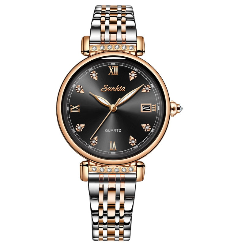 SUNKTA beautiful elegant  New Rose Gold watches for Women - Quartz  / FREE Shipping