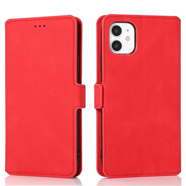 Leather Flip Wallet Case For iPhone 14 13 12 Mini 11 Pro XS MAX X XR 8 7 6s 6 Plus 5 5s SE 2020 2022 Card Stand Slot Phone Cover