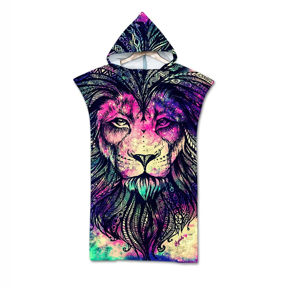 Adult custom print  hoodie Beach robe / Bath robe great for the Beach or casual wear / Free Shippng