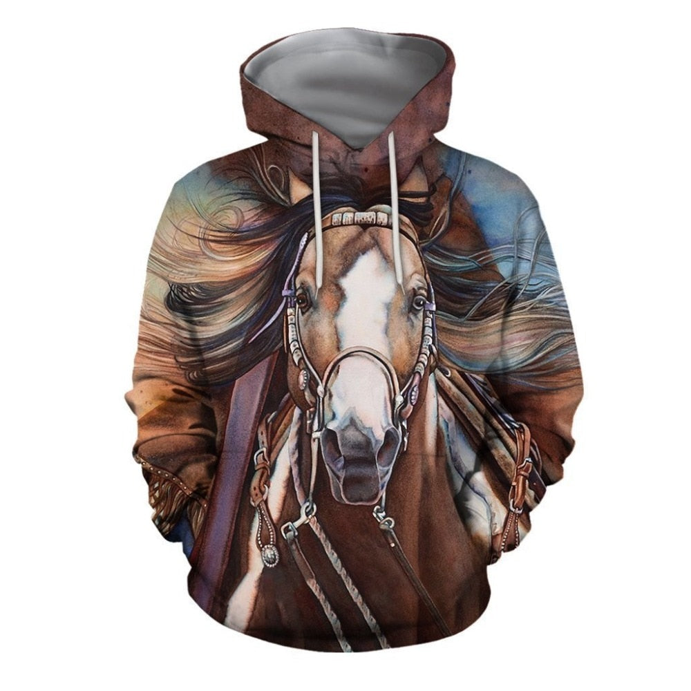 Ladies / Men hoodie beautiful  3D  animal Prints  / horse Men/ pullover streetwear / FREE shipping