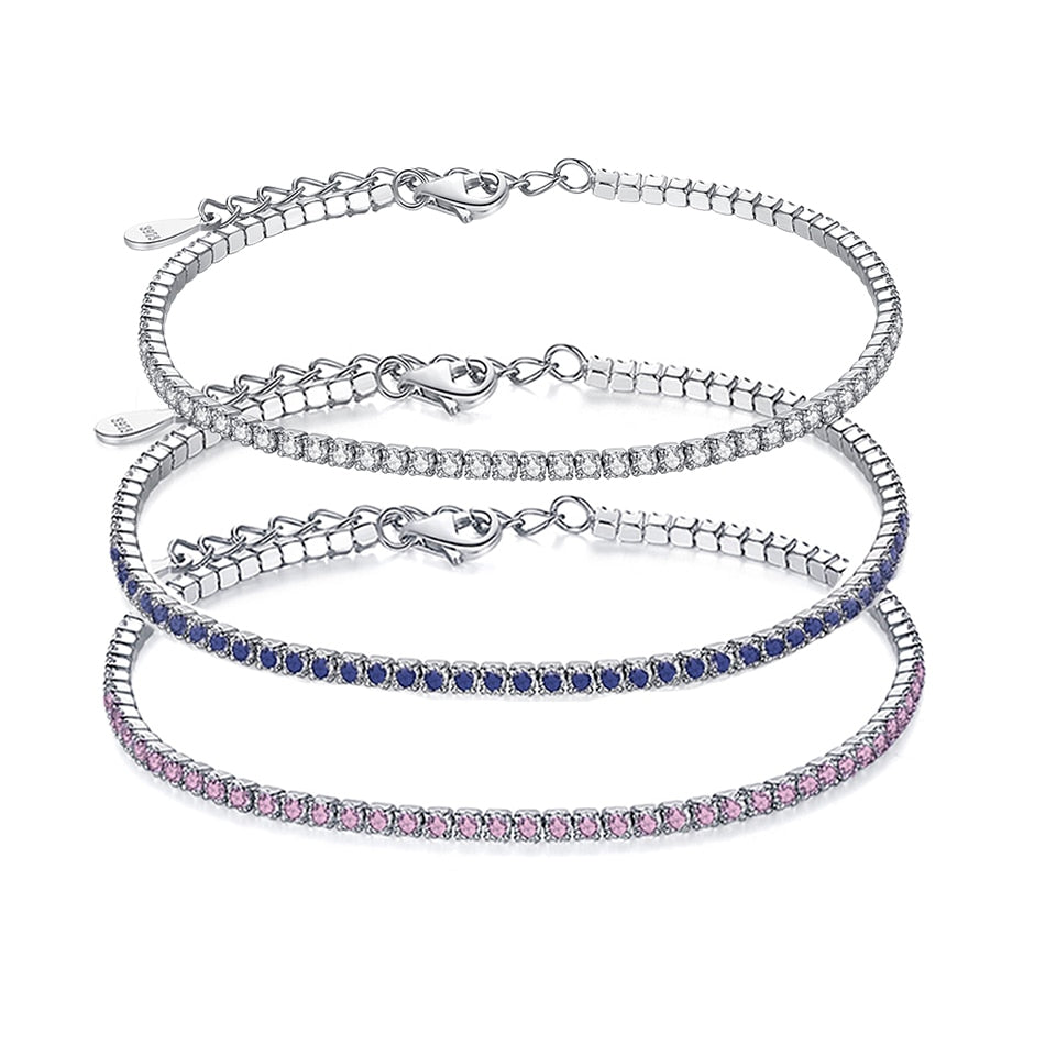 ELESHE 925 Sterling Silver Tennis Charm Bracelet For Women Anti-Allergy / Free Shipping