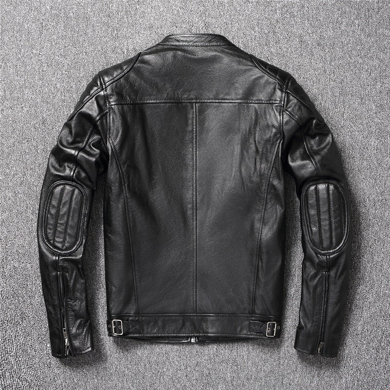 Men's Leather Motorcycle Jacket comfortable with lining , cowhide leather / FREE Shipping - tracking available