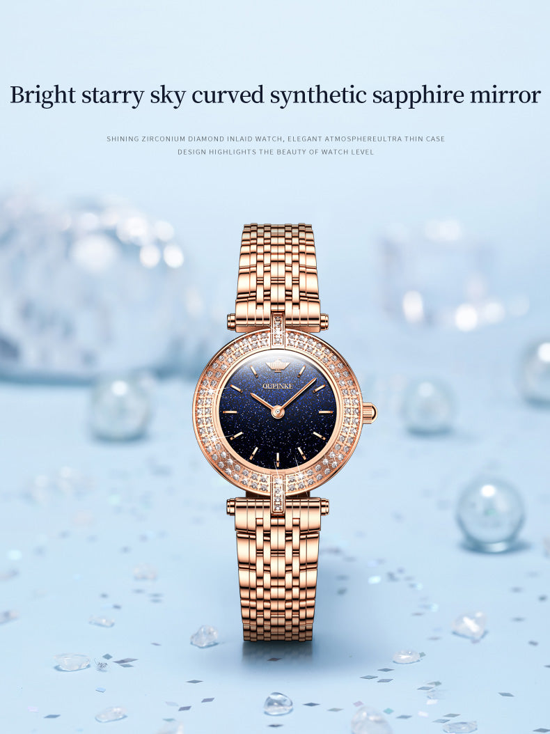 Swiss OUPINKE  beautiful/elegant Top Swiss Sapphire Mirror Alloy  Quartz Ladies Wrist watch