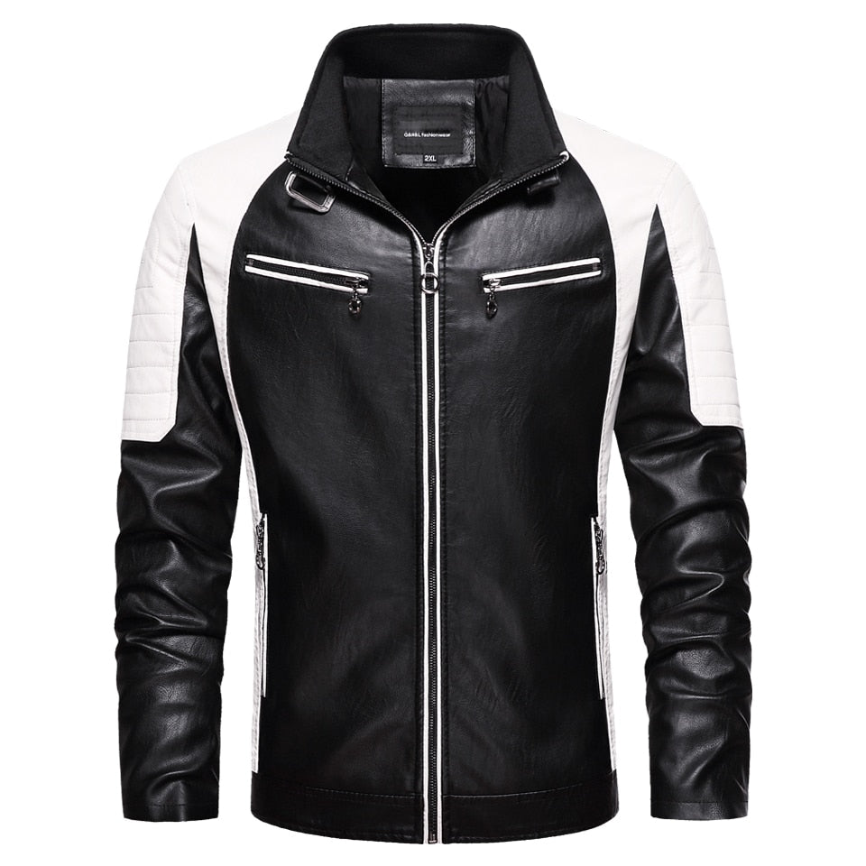 Men's New Motor Biker Fashion Leather Jacket comfortable and warm / FREE Shipping - tracking available