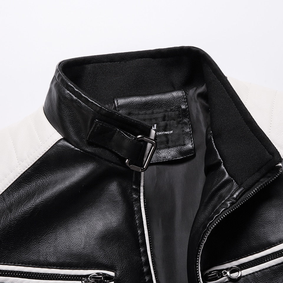 Men's New Motor Biker Fashion Leather Jacket comfortable and warm / FREE Shipping - tracking available