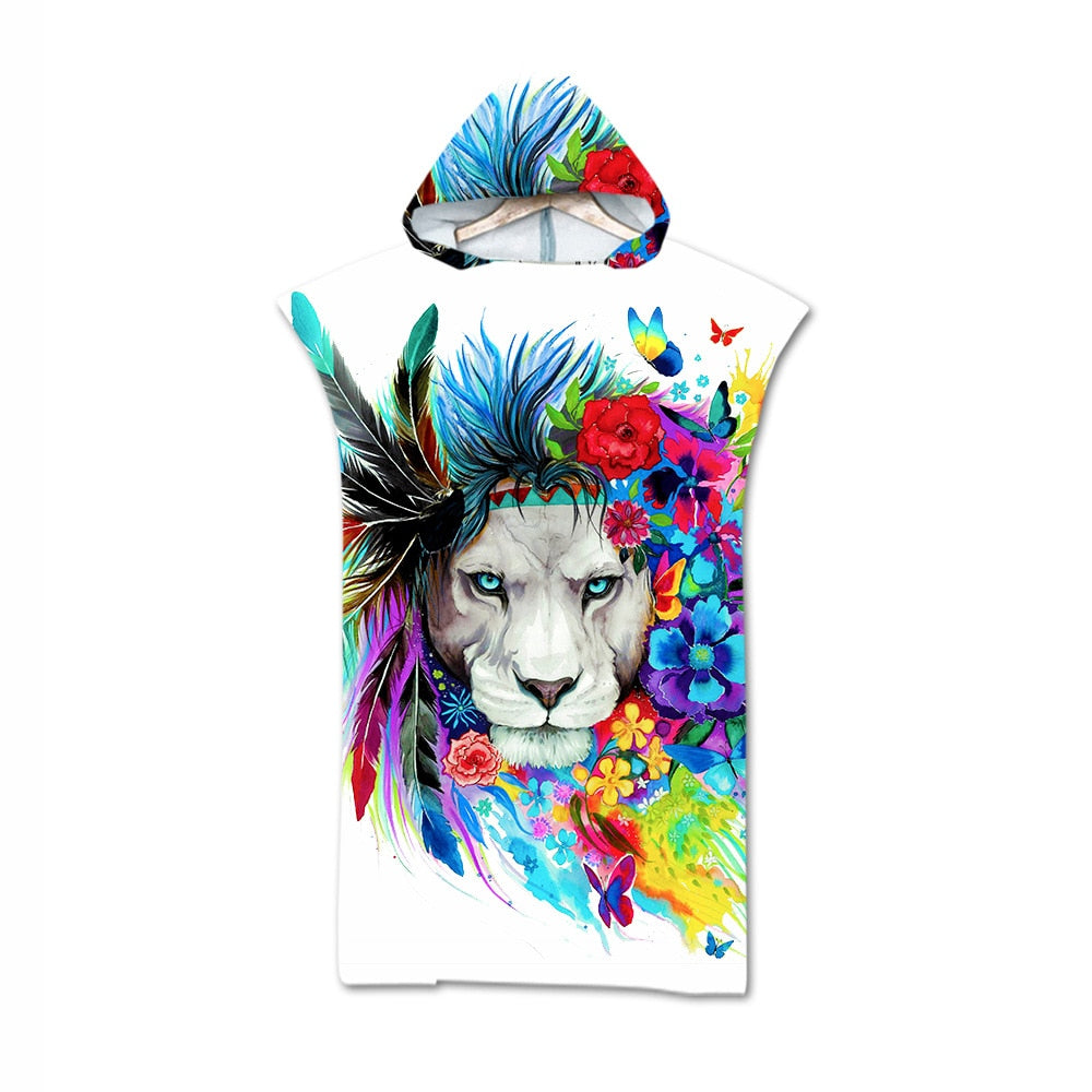 Adult custom print  hoodie Beach robe / Bath robe great for the Beach or casual wear / Free Shippng