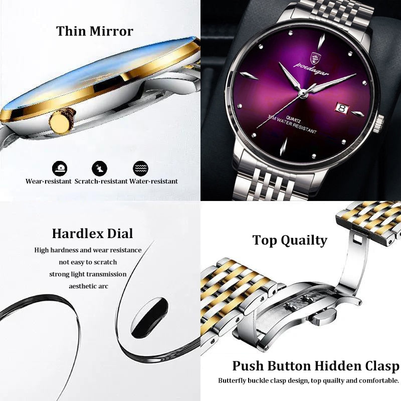 POEDAGAR Men's  Quartz  Watch  / Waterproof / Luminous / Stainless Steel , enter Discount Code 1QFX86VKJ1AS  Buy 1 get 1 FREE / FREE Shipping