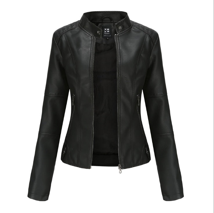 Ladies  Leather  Slim  Jacket comfortable lining and warm / FREE Shipping - tracking available