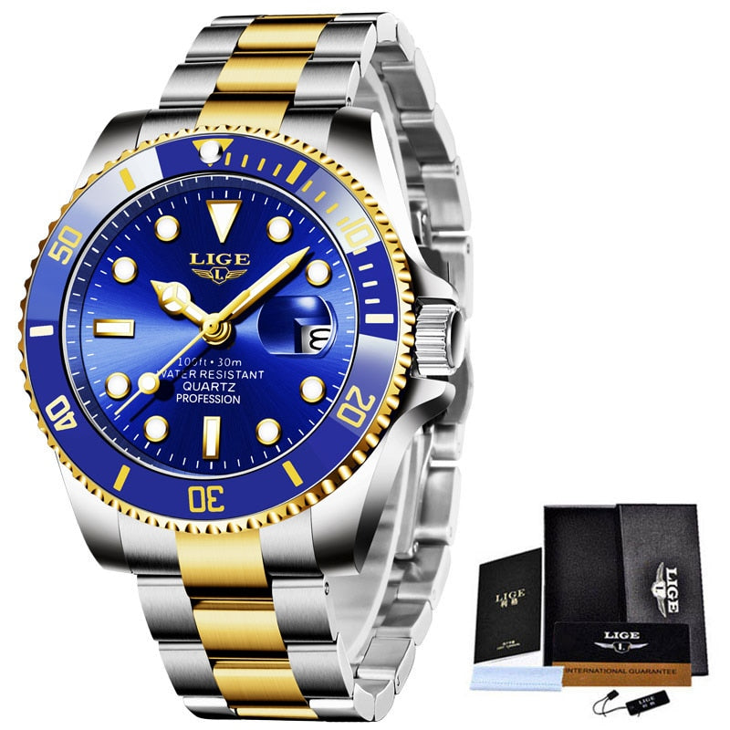 LIGE Top Brand Luxury Fashion Diver Watches for Men /  30ATM Waterproof / FREE Shipping