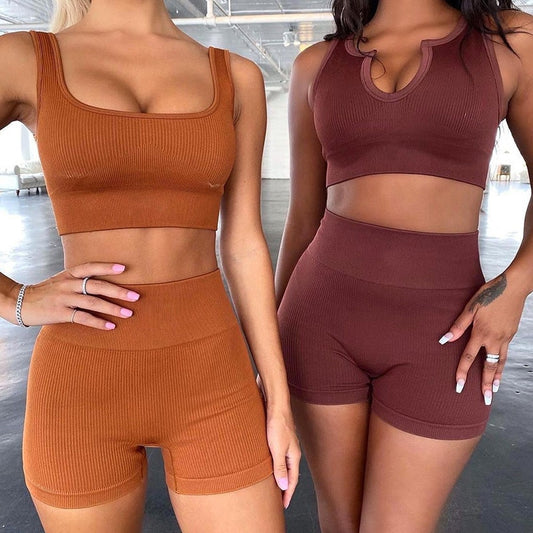 Women Seamless Shorts  with Sports tube top comfortable  2 Two Piece outfit  / FREE Shipping