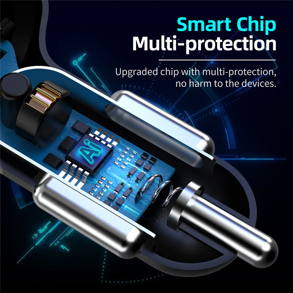 USLION 4Port USB Phone Car Charger Adapter LED Display Fast Charge-Free Shipping