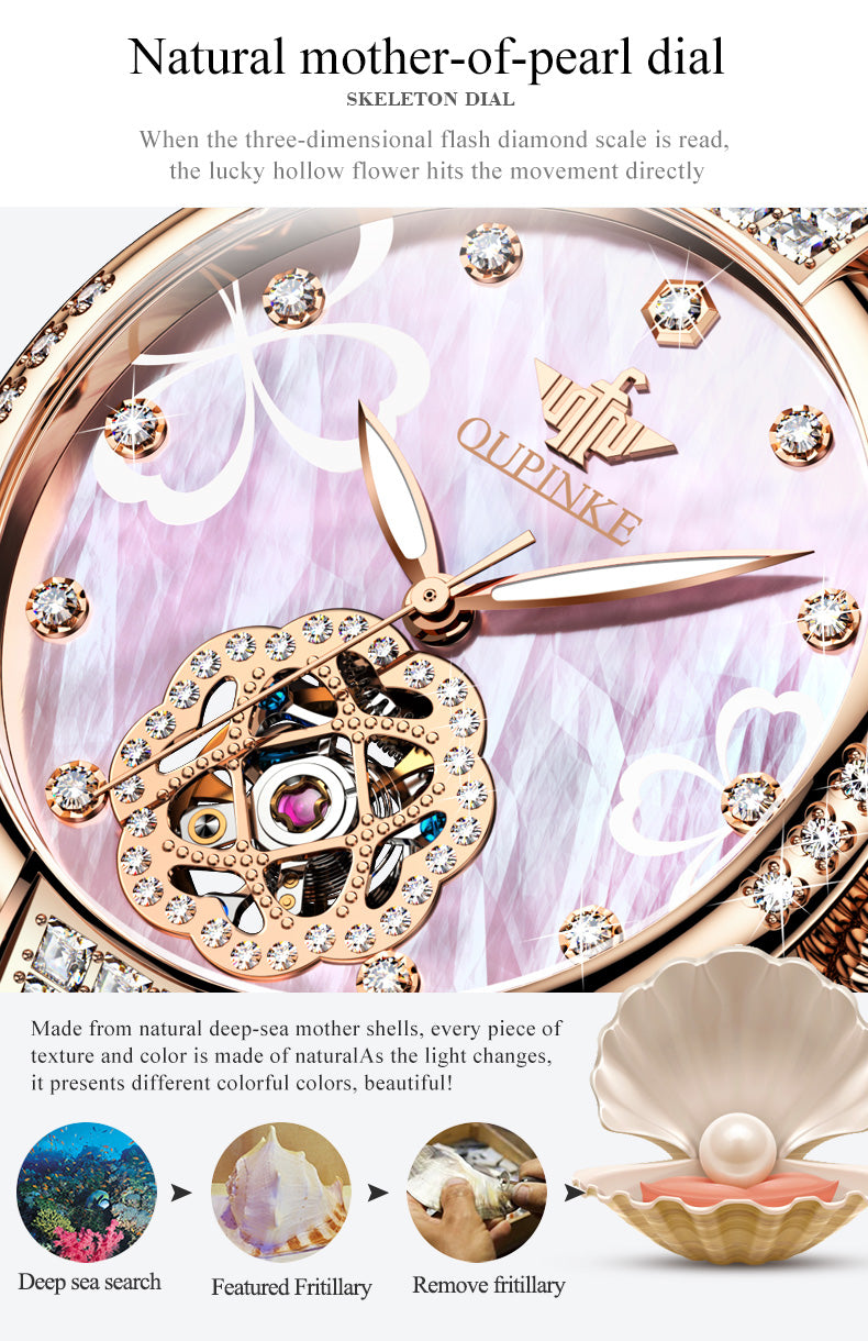 Swiss OUPINKE beautiful / elegant Watch for Women  Fashion Ceramic Strap Sapphire mirror Wrist Watch