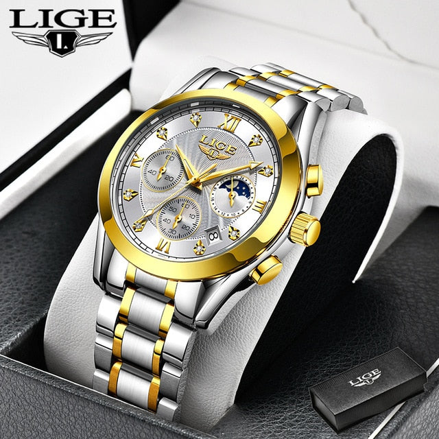 LIGE beautiful elegant  Ladies Watch / Waterproof/  Rose Gold Steel Strap / Top Brand Bracelet