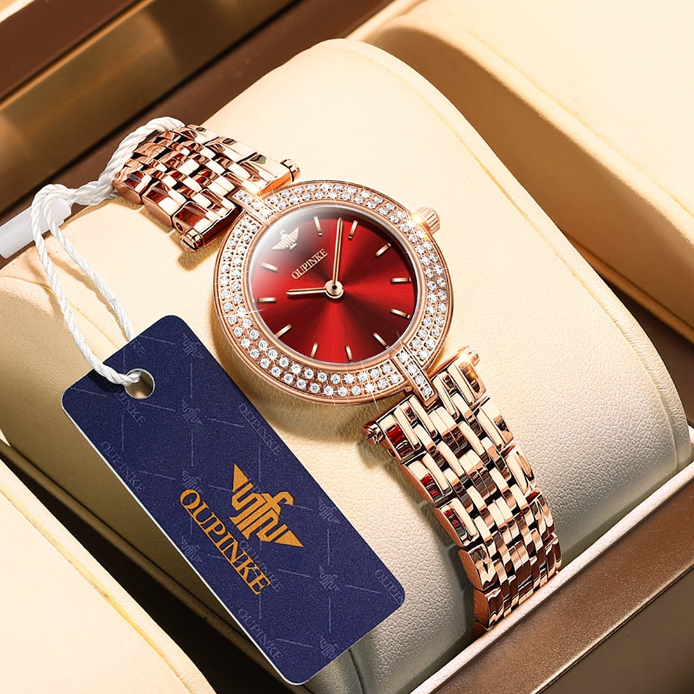 Swiss OUPINKE  beautiful/elegant Top Swiss Sapphire Mirror Alloy  Quartz Ladies Wrist watch