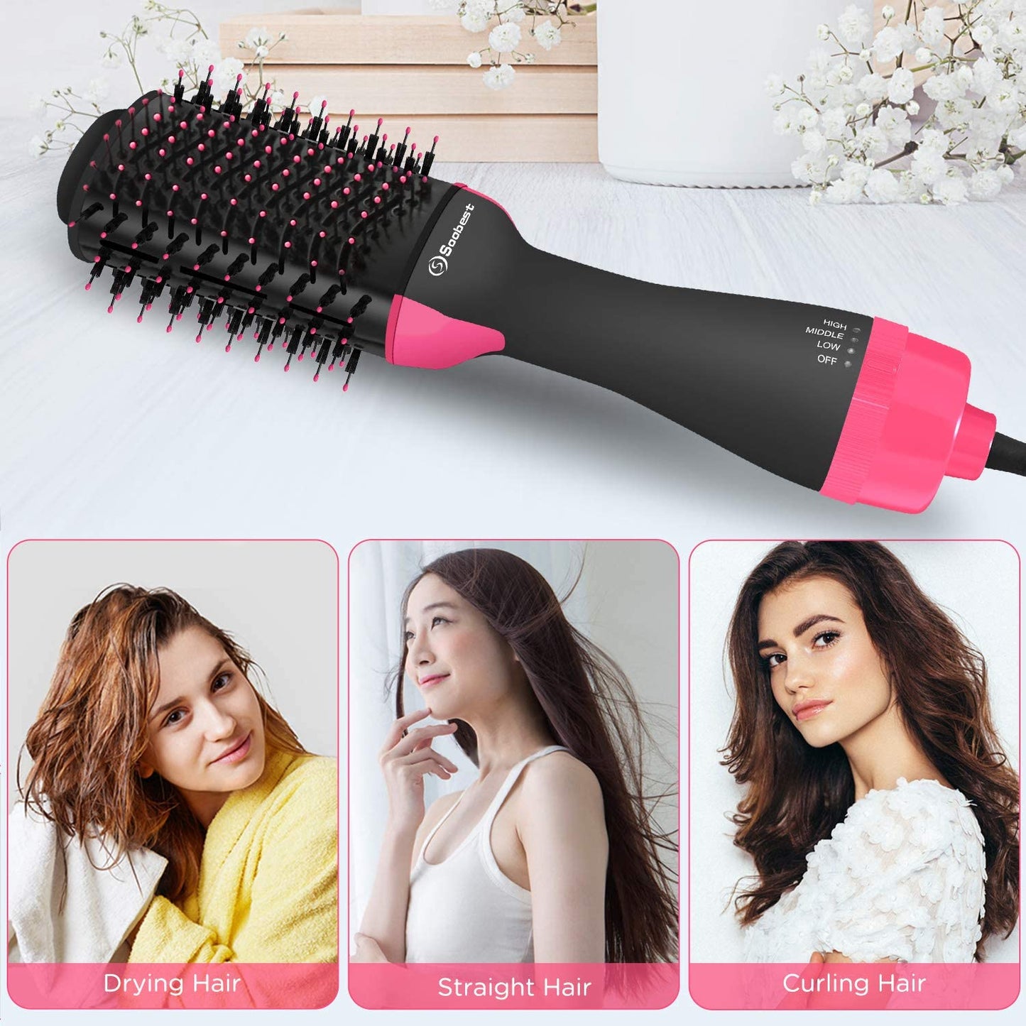 One Step Hot Air Brush Household Hair Dryer Brush &amp; Volumizer Hair Curler Straightener Salon Hair Styling Tools