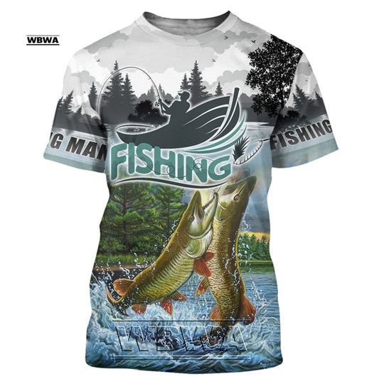 Men and Ladies t-shirt popular custom 3D prints of fish / FREE Shipping