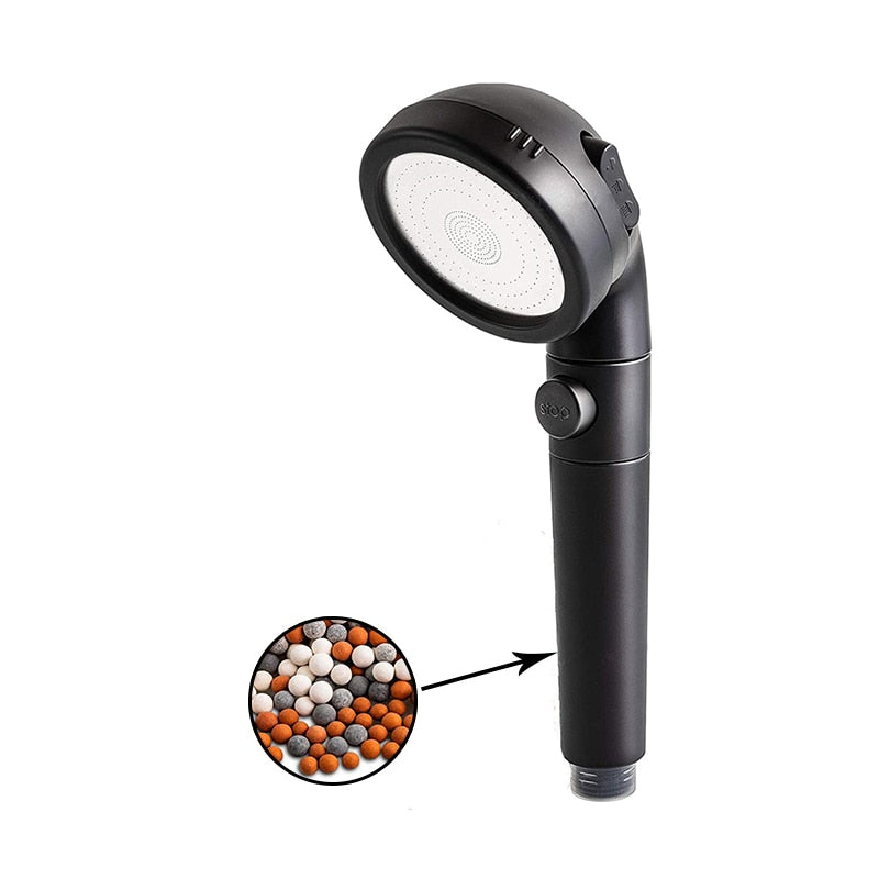 Shower head with fIlitration/stop button 3 Modes and Filter balls / Buy 4 get 1 FREE / Enter Code 0HMG0MQAHKKV / Free Shipping