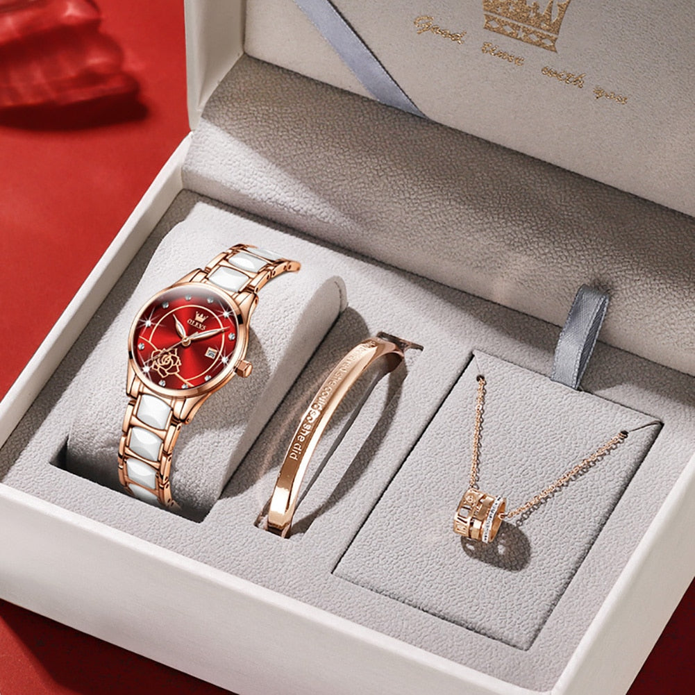 OLEVS beautiful elegant Watches for Women  Camellia /  Quartz / Japan Movement / 30M Waterproof