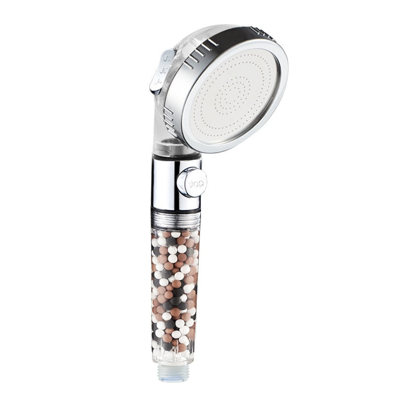 Shower head with fIlitration/stop button 3 Modes and Filter balls / Buy 4 get 1 FREE / Enter Code 0HMG0MQAHKKV / Free Shipping