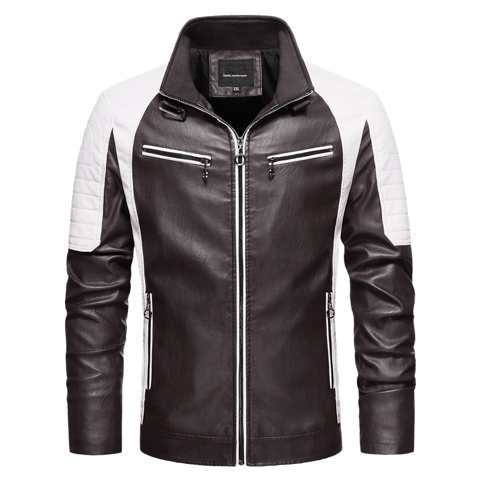 Men's New Motor Biker Fashion Leather Jacket comfortable and warm / FREE Shipping - tracking available