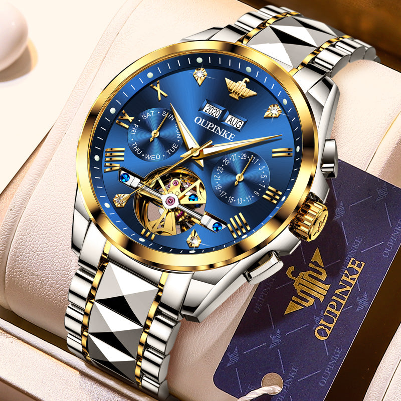 Swiss OUPINKE Top Brand  Luxury  business Men's Wrist  Watch  Stainless Steel Waterproof