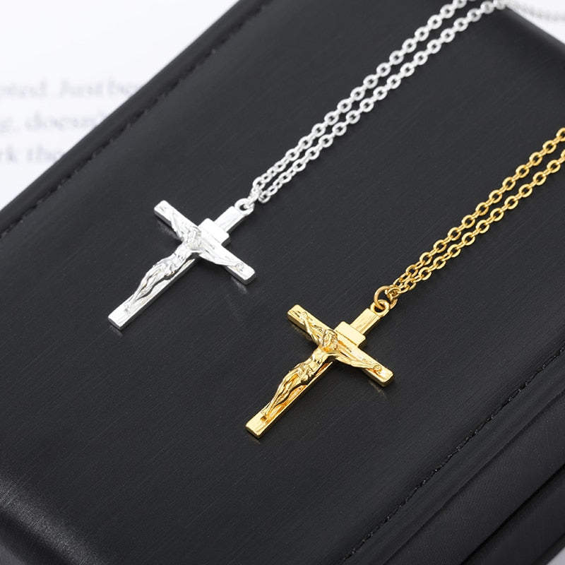 Christian Jesus Cross Necklace For Women-Men Stainless Steel Gold/Silver / Free Shipping