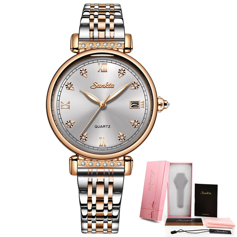 SUNKTA beautiful elegant  New Rose Gold watches for Women - Quartz  / FREE Shipping