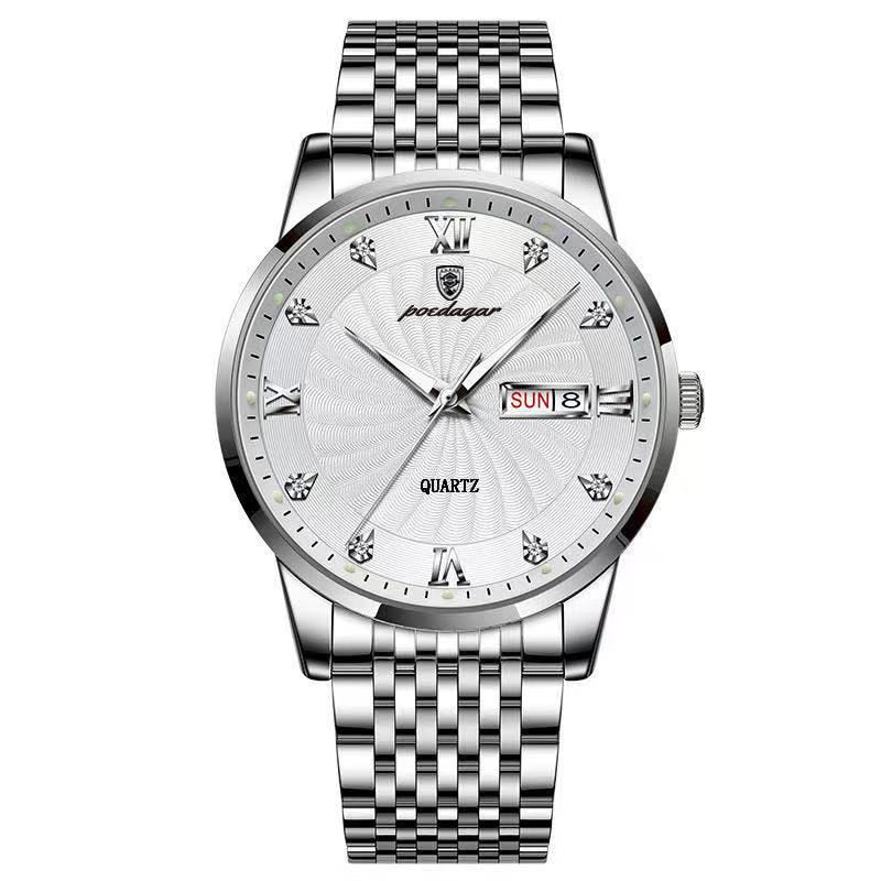 POEDAGAR Men's wrist  Watch Stainless Steel  / waterproof / Luminous Date , enter Discount Code BSATYMPNPZBQ  Buy 1 get 1 FREE / FREE Shipping