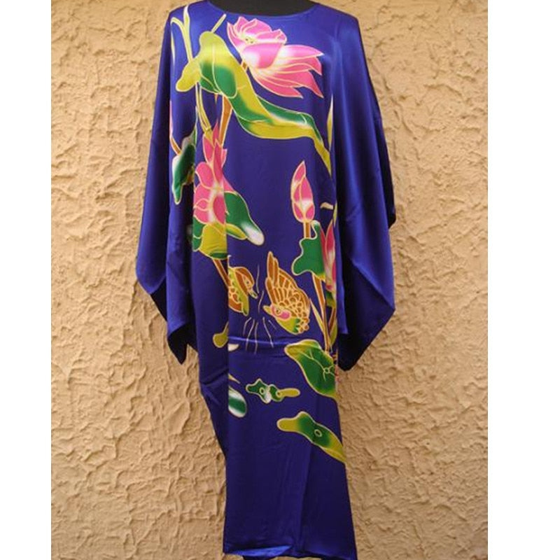 New Arrival  Ladies Light Blue Silk Rayon Nightwear Summer Lounge / Beach Robe  / FREE Shipping
