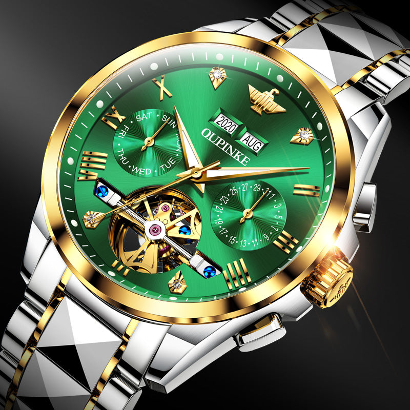 Swiss OUPINKE Top Brand  Luxury  business Men's Wrist  Watch  Stainless Steel Waterproof