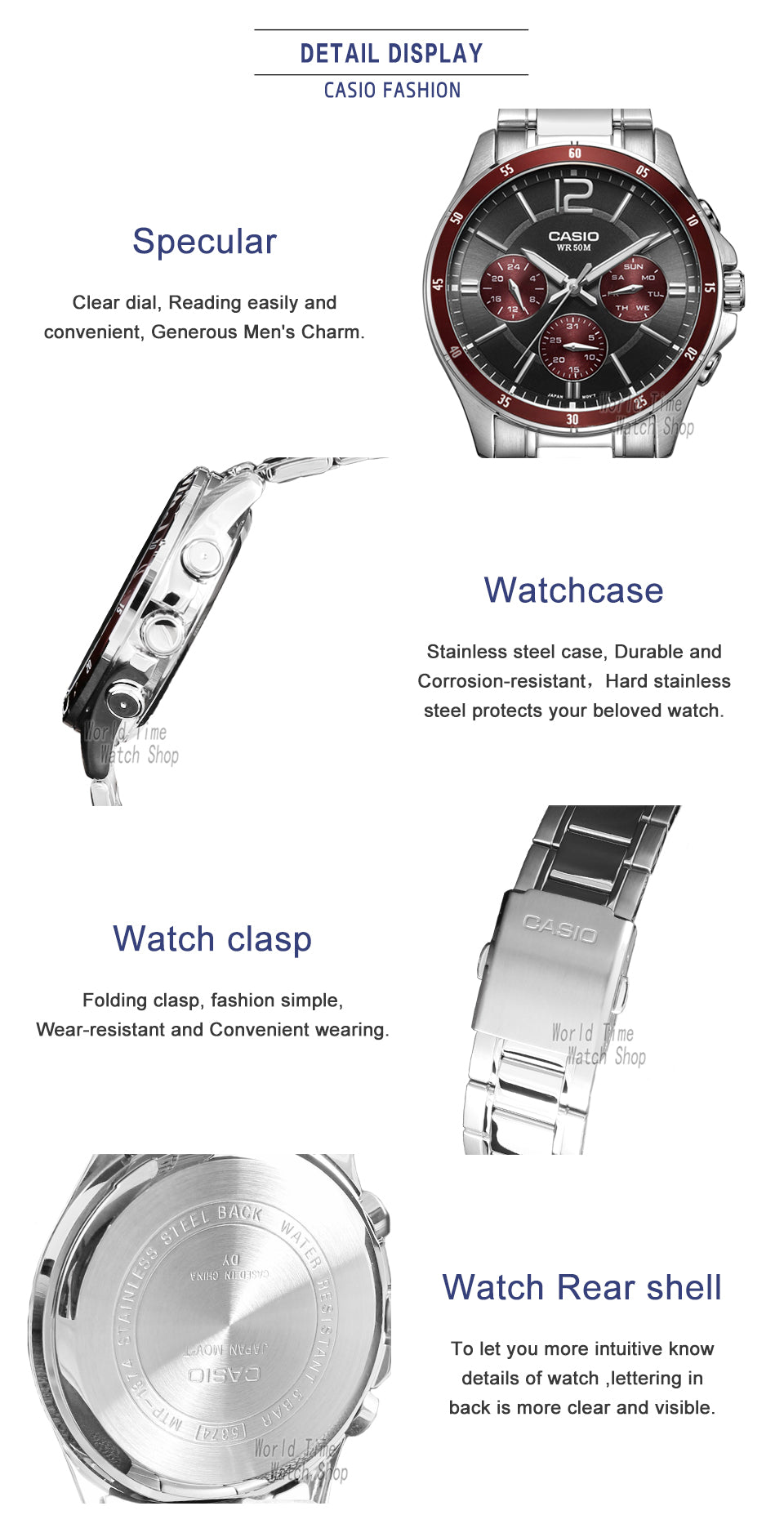 Men's Casio Luxury wrist watch Top brand luxury 50m Waterproof / FREE Shipping