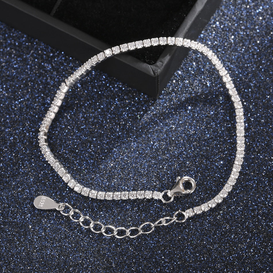 ELESHE 925 Sterling Silver Tennis Charm Bracelet For Women Anti-Allergy / Free Shipping