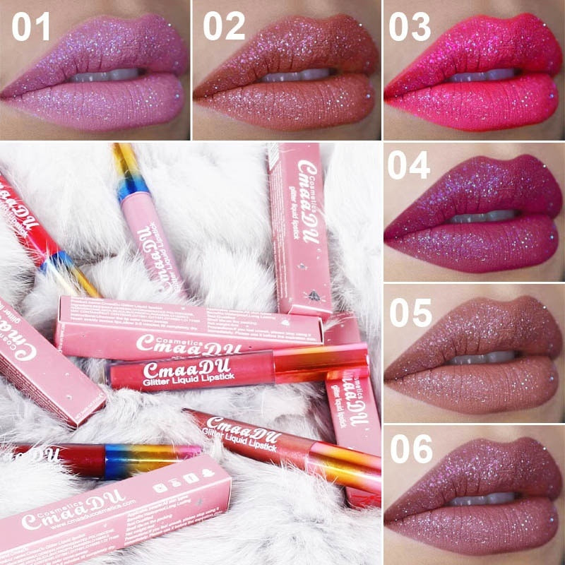 6 Color Glitter Liquid Lipstick / BUY 6 get 1 FREE / Enter Code  77Q4DK50STE9 / FREE Shipping