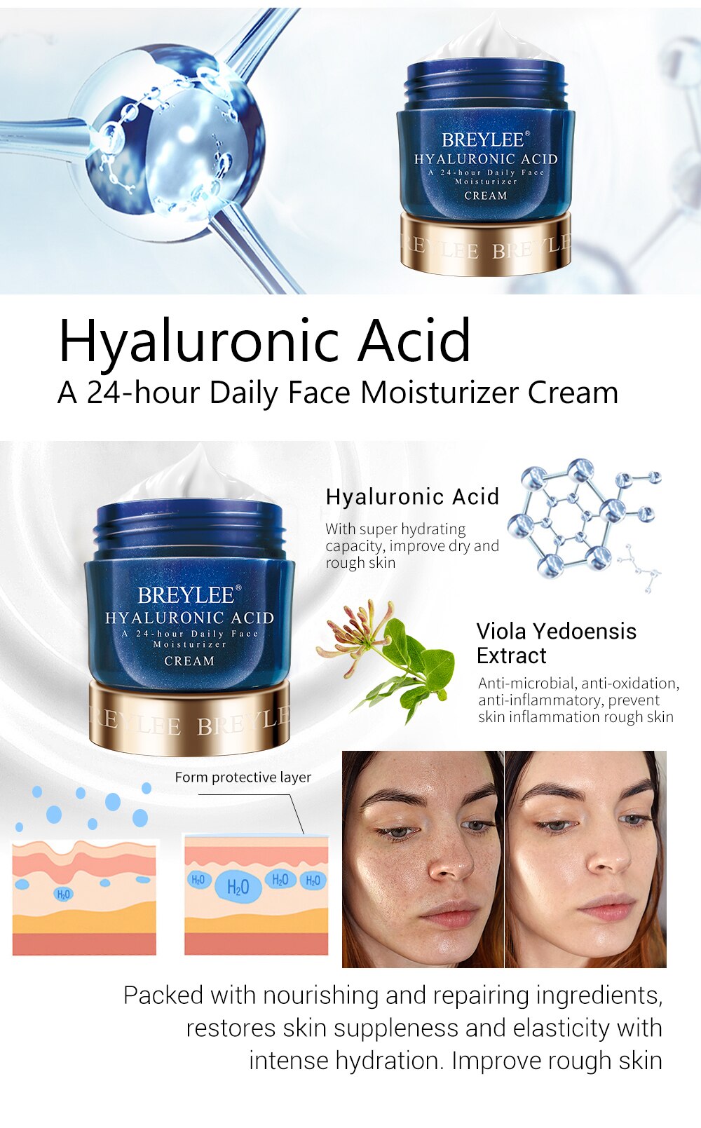 BREYLEE Face Retinol/ Hyaluronic Acid / Vitmain C facial Cream 40g / FREE shipping
