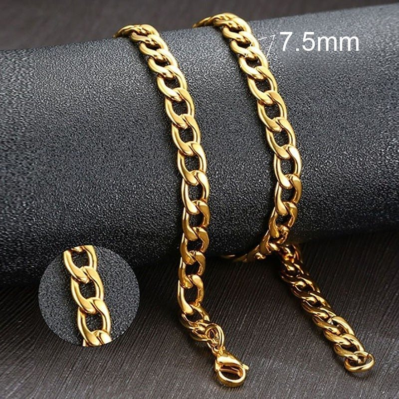 Vnox Cuban Link Chain Necklace Stainless Steel Gold or Silver / Buy 5 get 1 FREE / Enter Code RC7A4FPXGSRC /Free Shipping