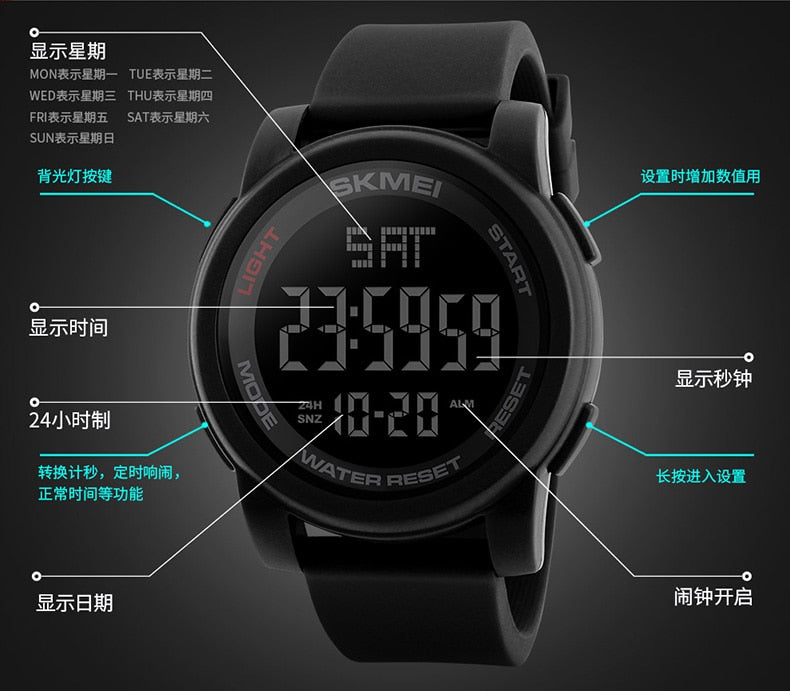 SKMEI Top Luxury Sport Watch for Men /  Alarm Clock / Waterproof /  Multifunction Digital Watch
