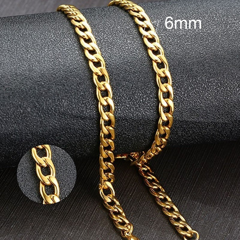 Vnox Cuban Link Chain Necklace Stainless Steel Gold or Silver / Buy 5 get 1 FREE / Enter Code RC7A4FPXGSRC /Free Shipping