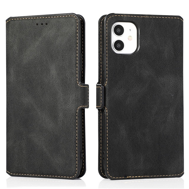 Leather Flip Wallet Case For iPhone 14 13 12 Mini 11 Pro XS MAX X XR 8 7 6s 6 Plus 5 5s SE 2020 2022 Card Stand Slot Phone Cover