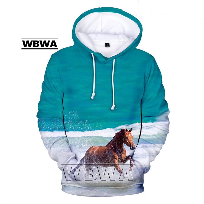 Ladies / Men hoodie beautiful  3D  animal Prints  / horse Men/ pullover streetwear / FREE shipping