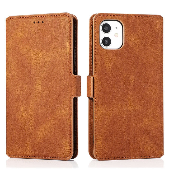 Leather Flip Wallet Case For iPhone 14 13 12 Mini 11 Pro XS MAX X XR 8 7 6s 6 Plus 5 5s SE 2020 2022 Card Stand Slot Phone Cover