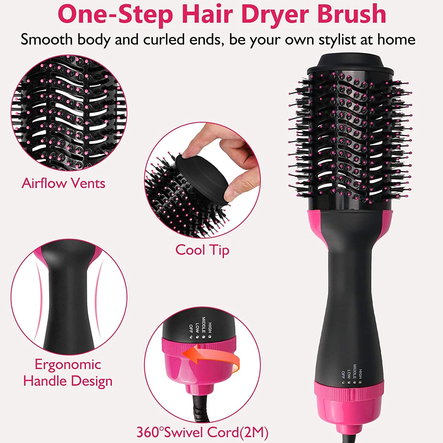 One Step Hot Air Brush Household Hair Dryer Brush &amp; Volumizer Hair Curler Straightener Salon Hair Styling Tools