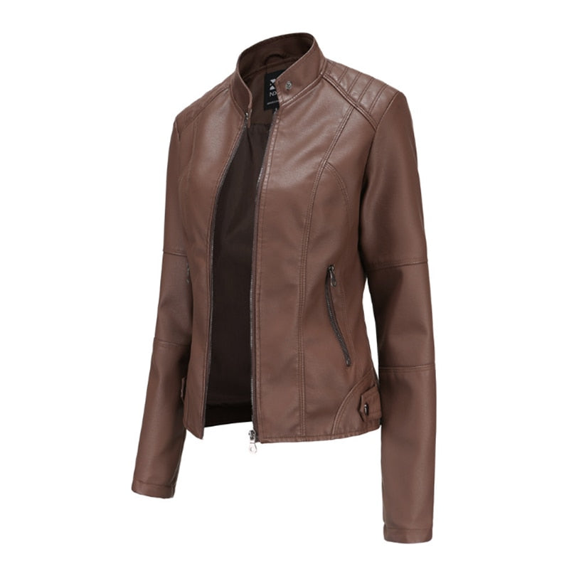 Ladies  Leather  Slim  Jacket comfortable lining and warm / FREE Shipping - tracking available